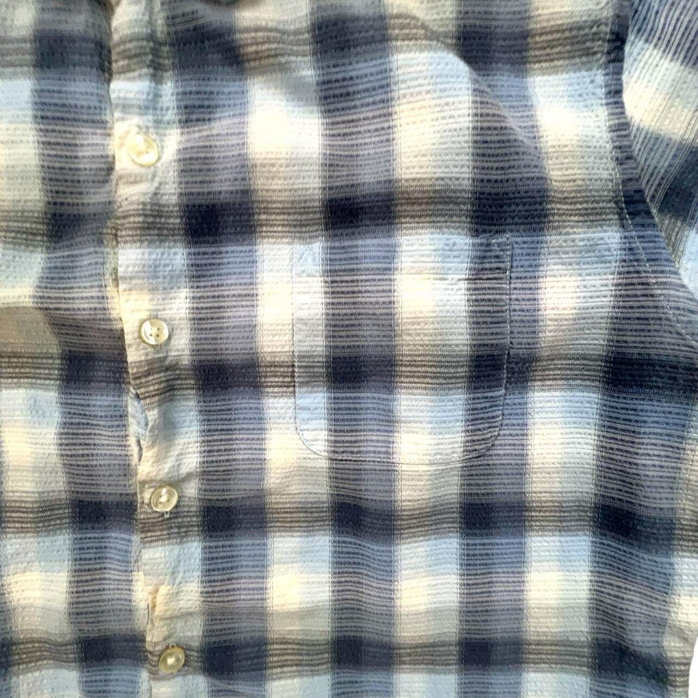 Y2kVan Heusen Men's Blue Plaid Short Sleeve Button Up Casual Shirt Large - Picture 6 of 8